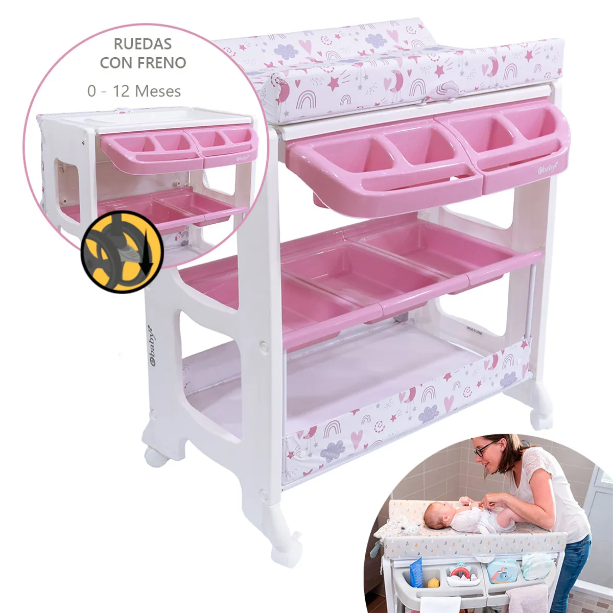 EBABY - Bañera Cambiador NATIEL 815-1 Rosado