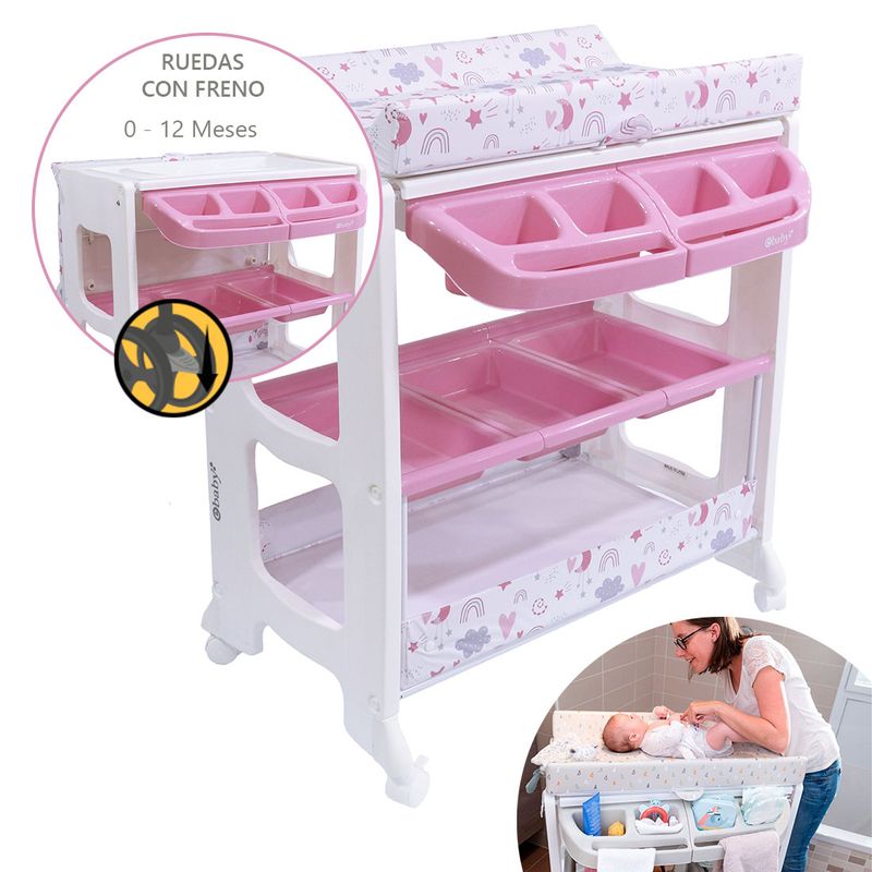 EBABY - Bañera Cambiador NATIEL 815-1 Rosado