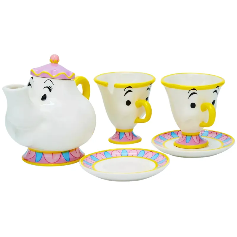 XCLUSIVE - Juego de té Sra Potts y Chip Tetera taza de La Bella y la Bestia