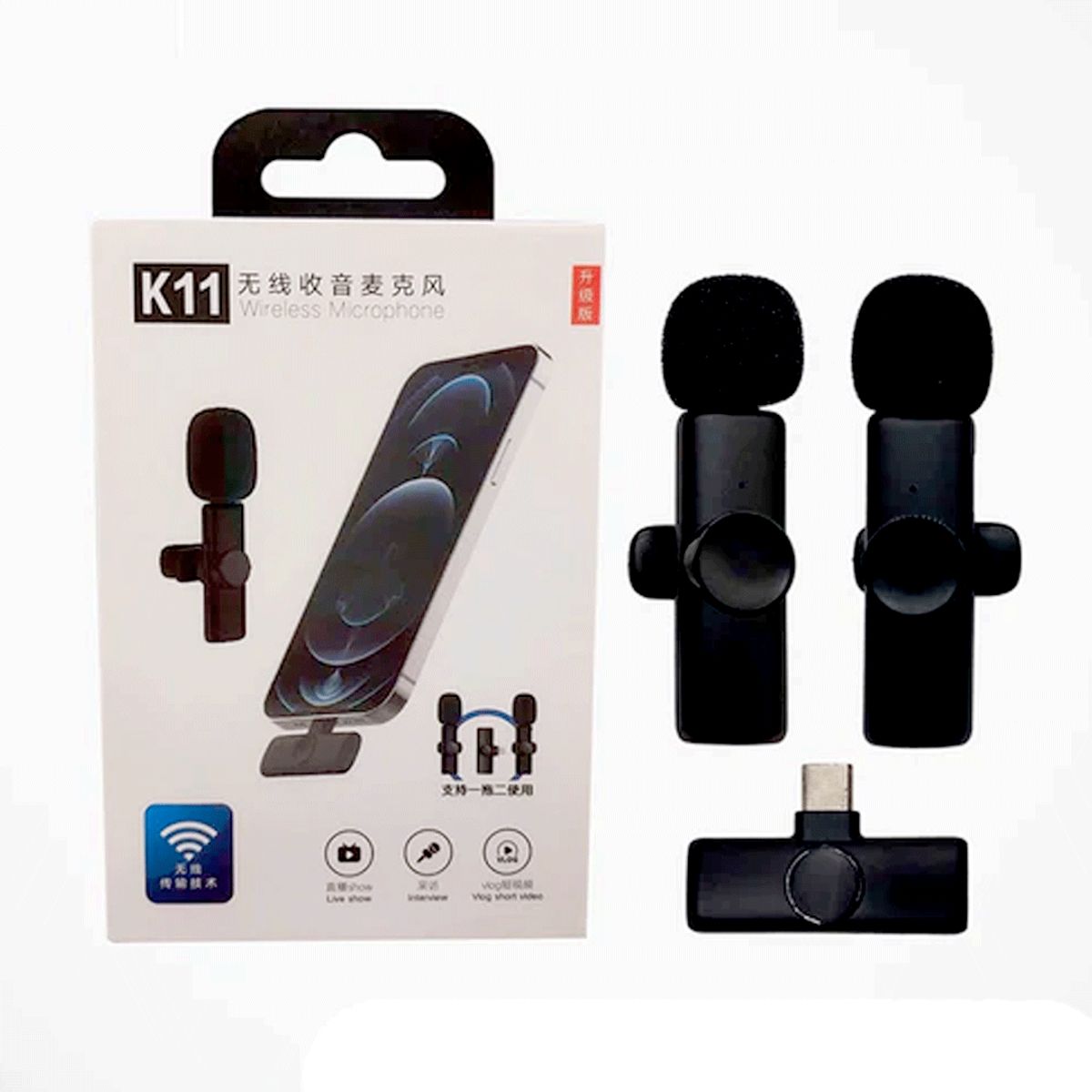 GENERICO - Micrófono Inalámbrico Tipo C Dual K11 para Grabación y Streaming