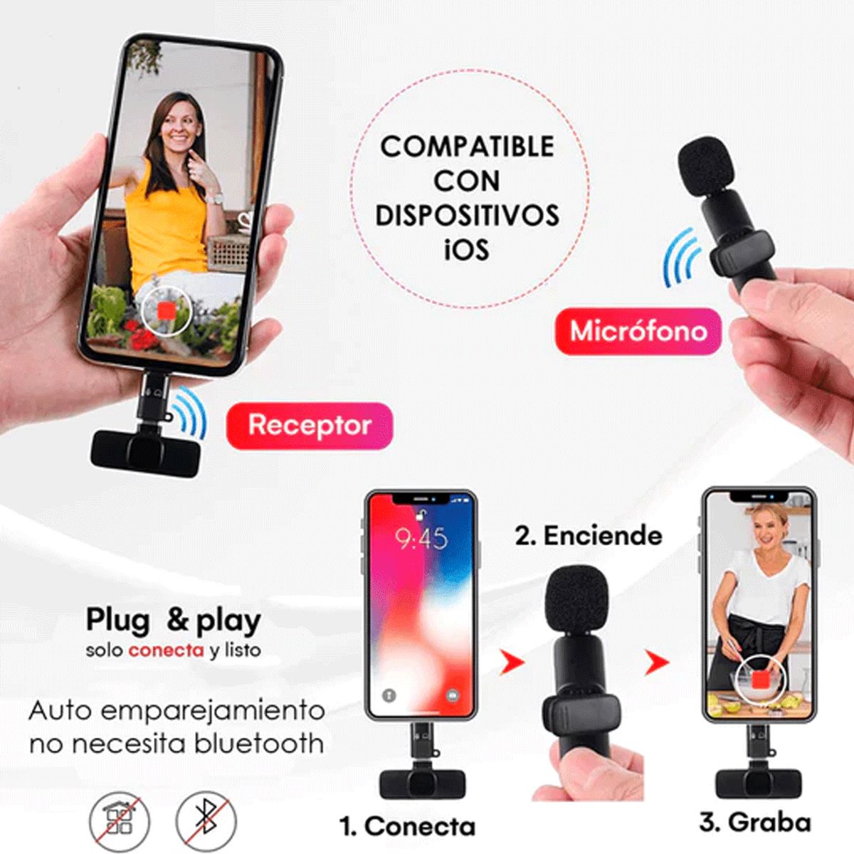 GENERICO - Micrófono Inalámbrico Tipo C Dual K11 para Grabación y Streaming