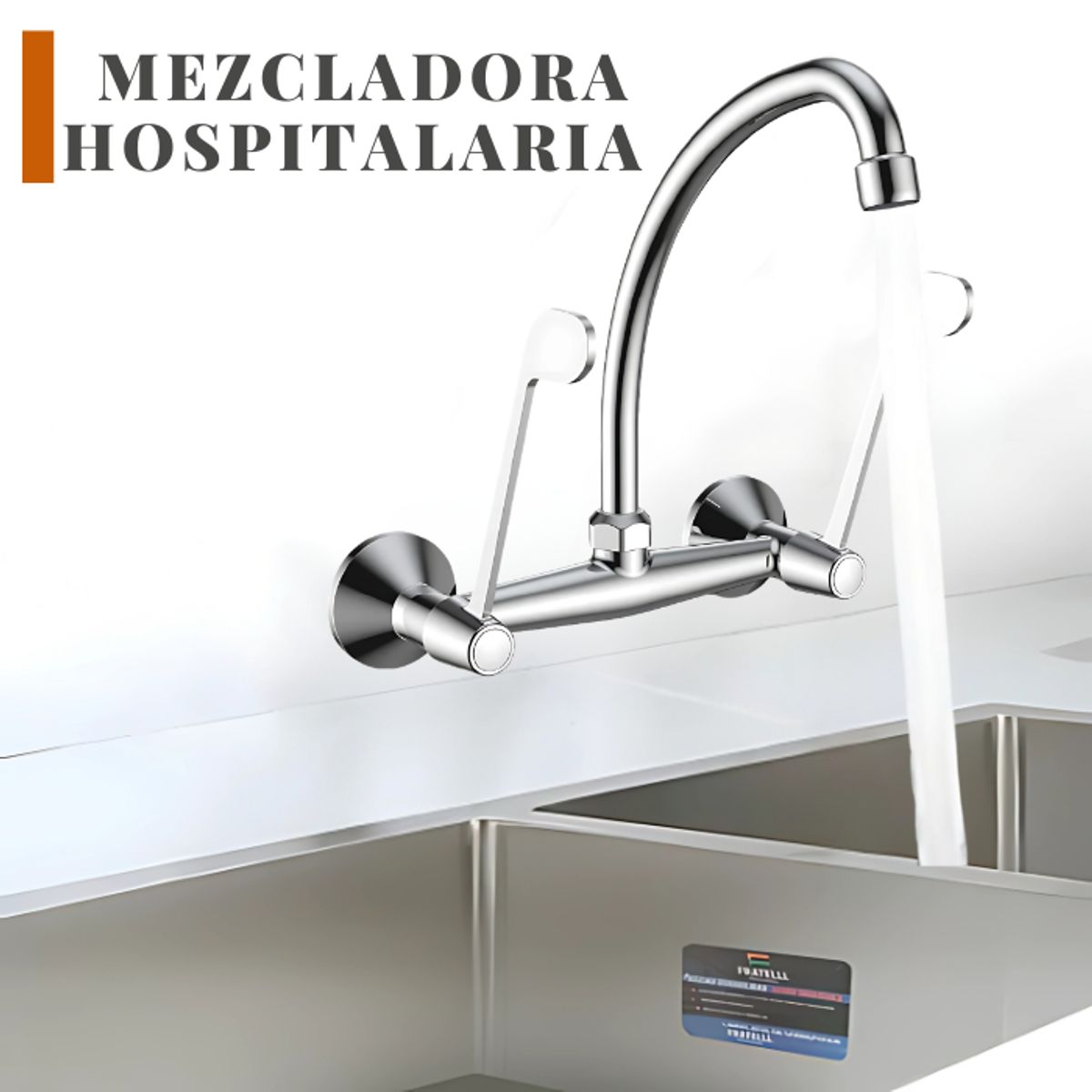 FRATELLI - MEZCLADORA HOSPITALARIO  A LA PARED CROMADO HEBEL-P