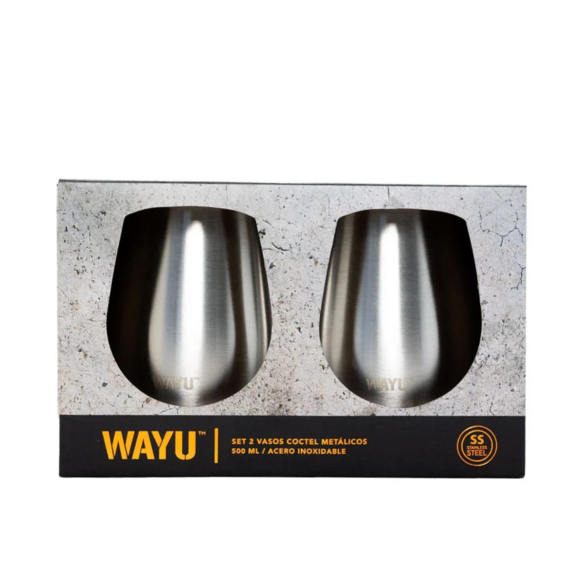 WAYU - SET 2 VASOS COCKTAIL METALICOS 500 ML WAYU