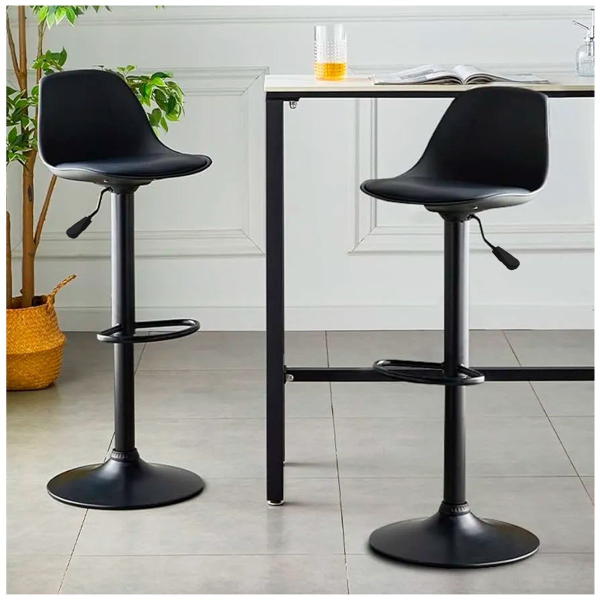 NOVAHUS - Set x 2 Silla Alta Bar Orlando T - All Black