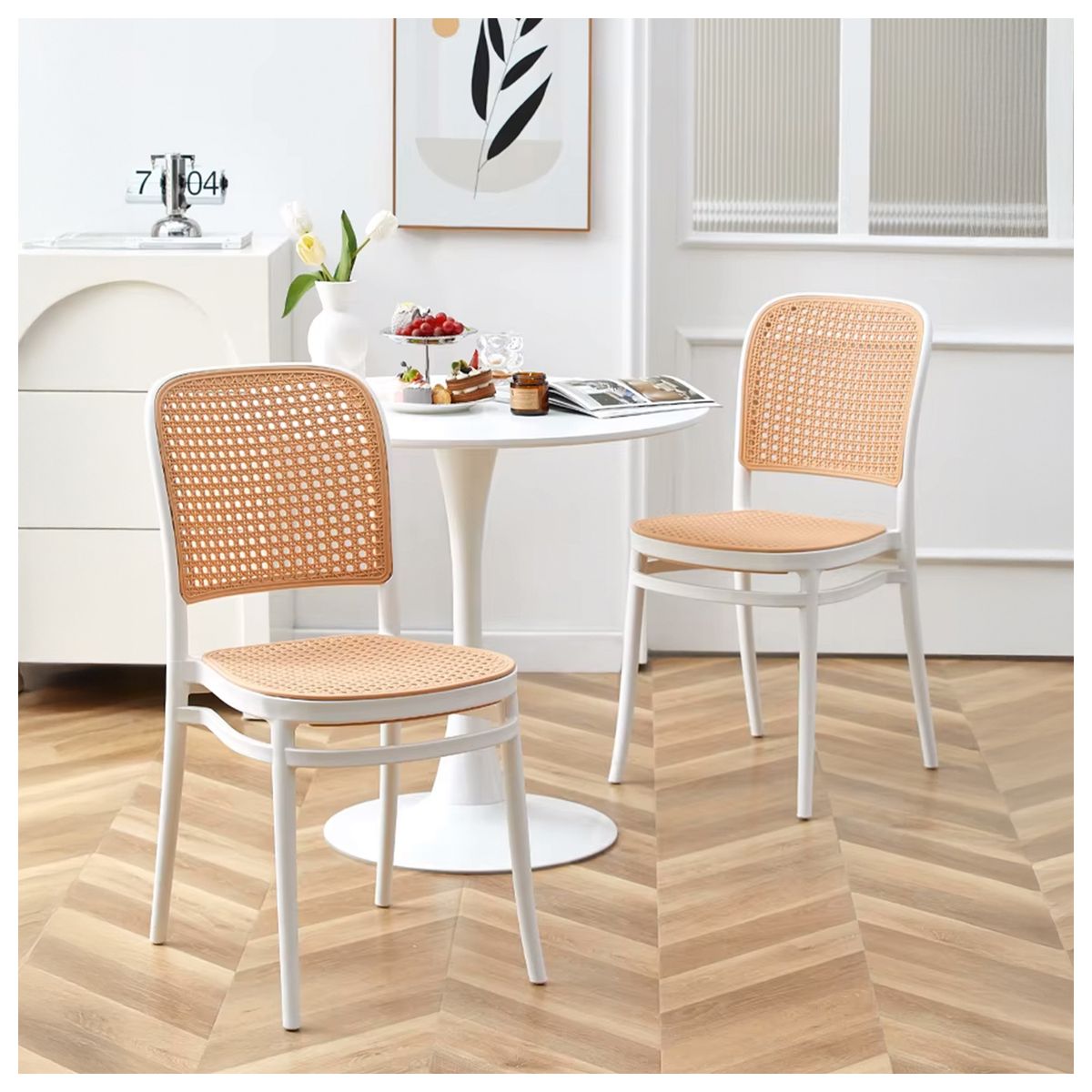 NOVAHUS - Set x 4 Sillas Terraza Plástica Cairo BlancaBeige