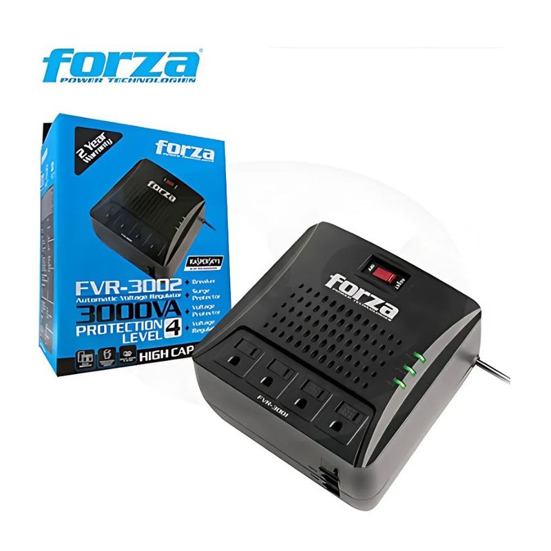 FORZA - Estabilizador Forza Avr Fvr-3002 3000va 1500w 4salidas Color Negro