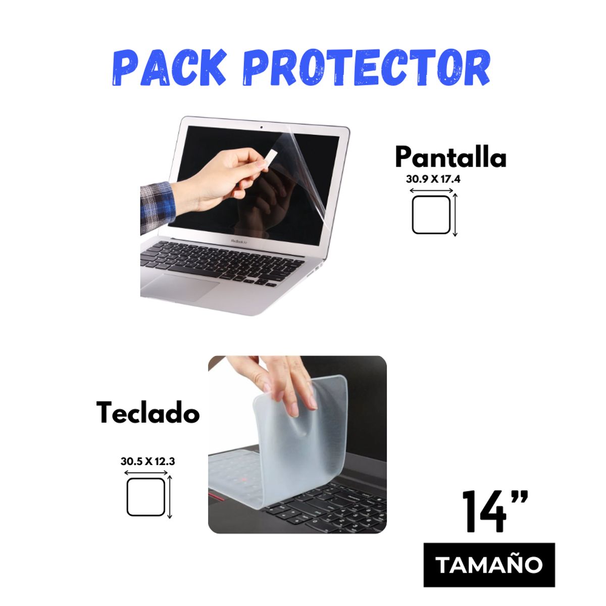 GENERICO - Protector para Laptop Mica pantalla y Teclado gel -14 pulgadas