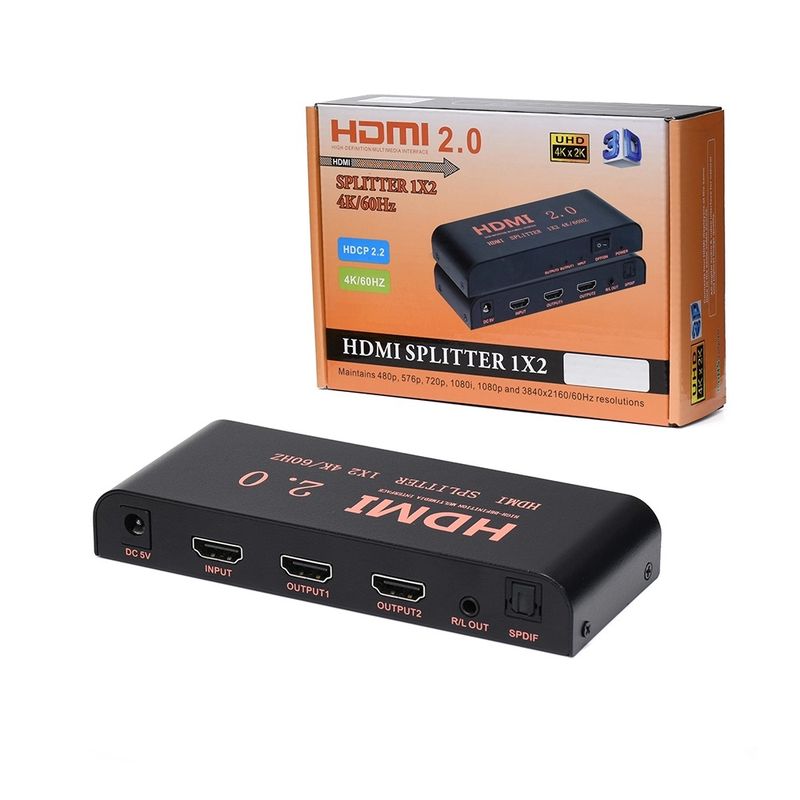 OEM - Splitter Divisor Repartidor 1Entrada 2Salidas 1X2 HDMI 2.0 4K/60Hz