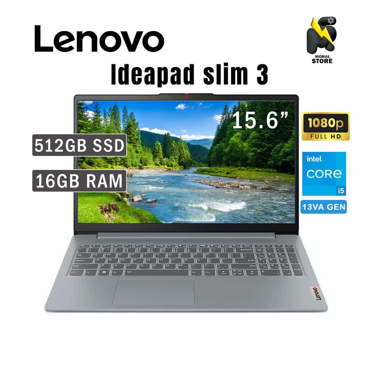 LENOVO - LAPTOP LENOVO IDEAPAD SLIM 3 15IRU8 / INTEL CORE i5-1335U /16 GB RAM /512GB SSD/15.6 FHD