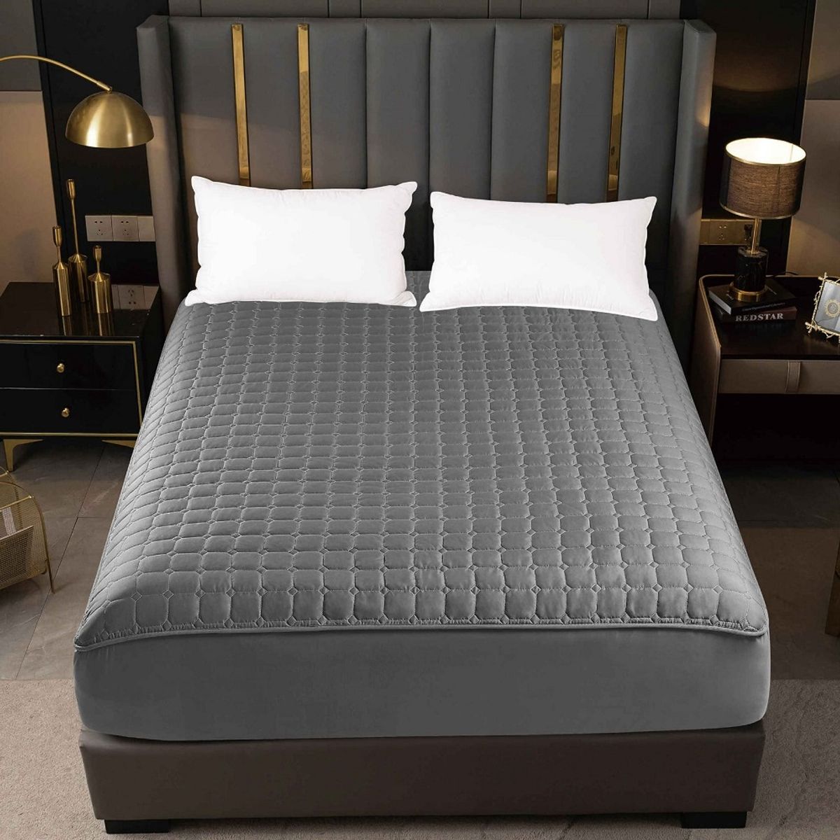 GENERICO - Protector QUEEN impermeable de colchón Funda completa acolchada