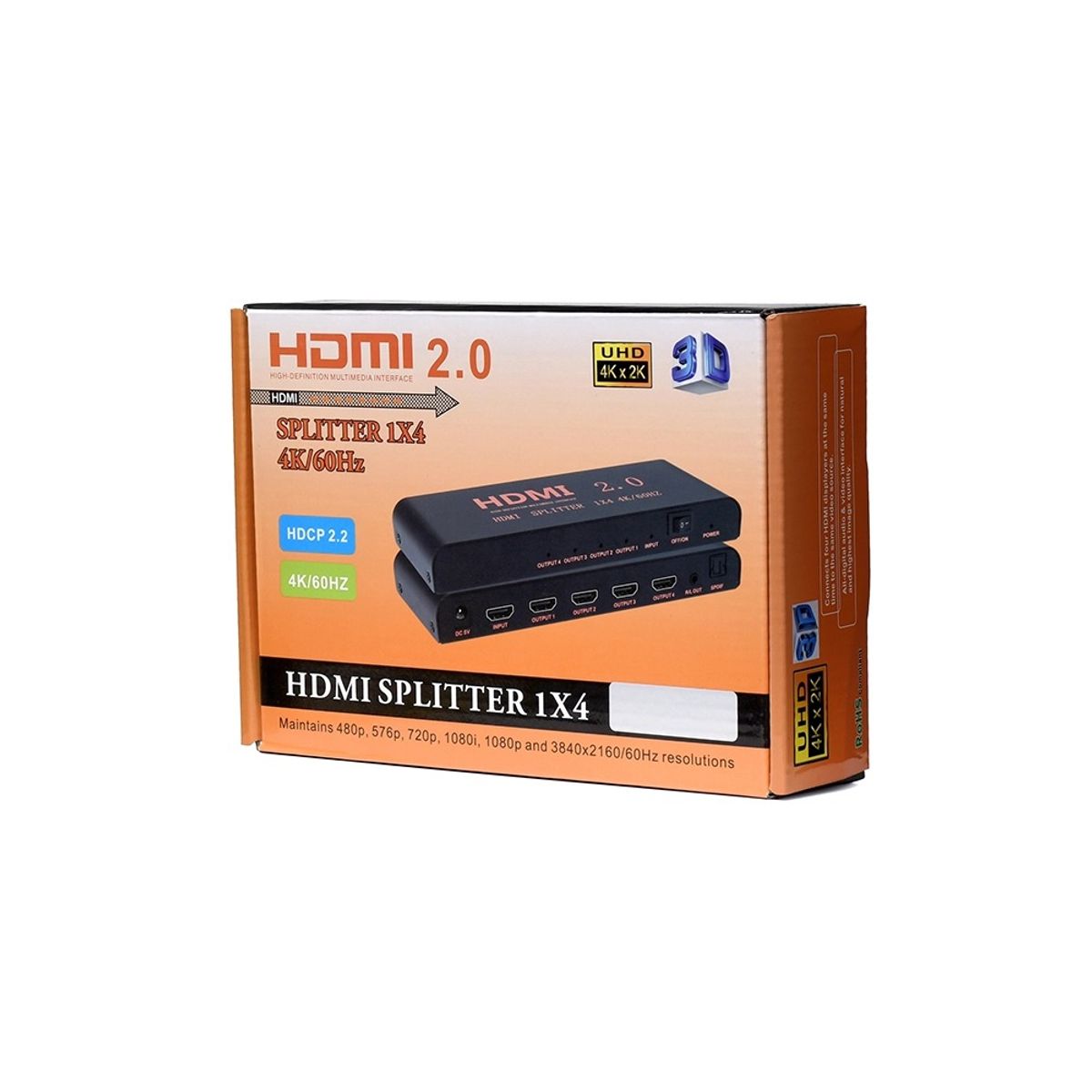OEM - Splitter Divisor Repartidor 1Entrada 4Salidas 1X4 HDMI 2.0 4K/60Hz