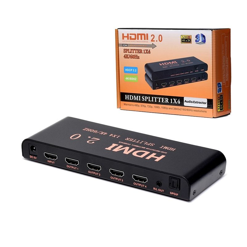 OEM - Splitter Divisor Repartidor 1Entrada 4Salidas 1X4 HDMI 2.0 4K/60Hz