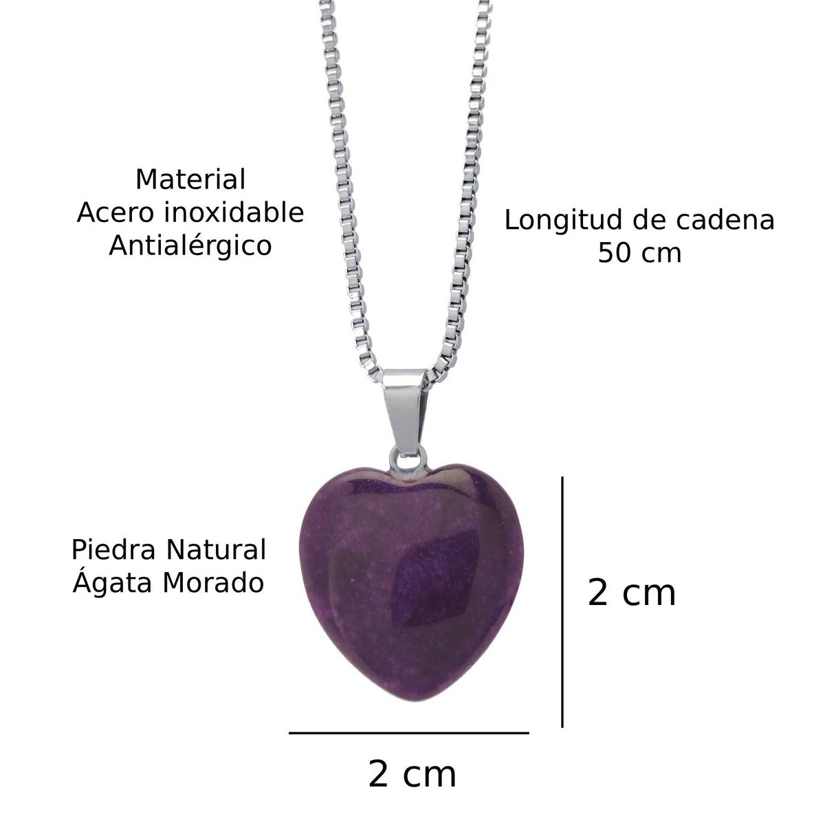 GENERICO - Collar Corazón de Ágata Morado