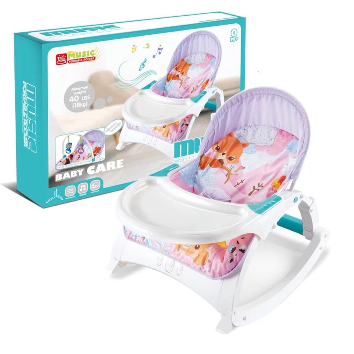 GENERICO - Silla Mecedora 3 en 1 Musical para Bebes Pink