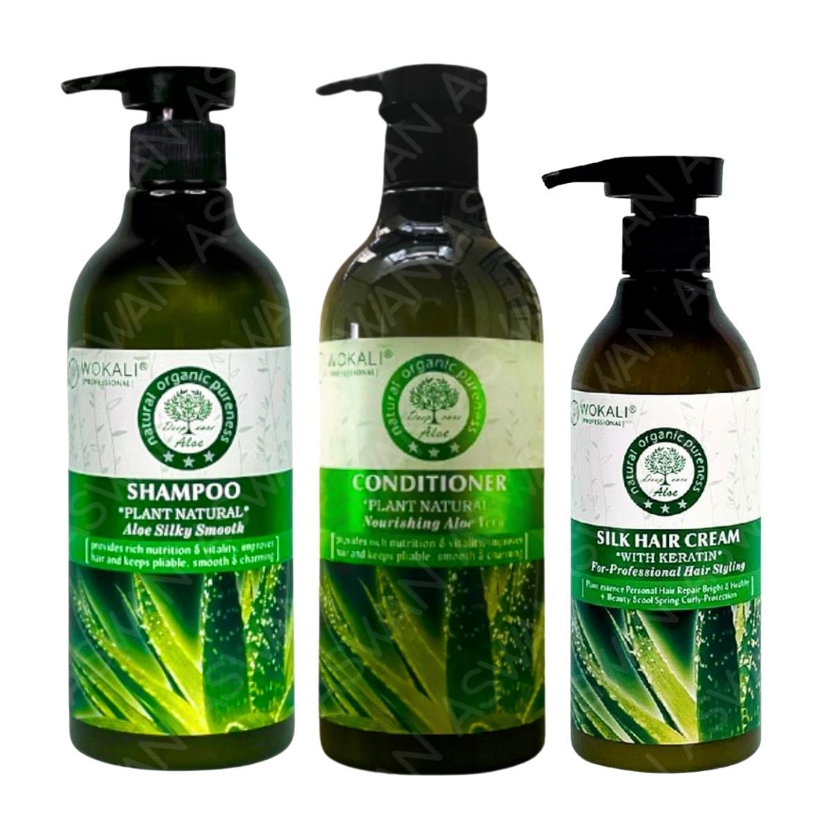 WOKALI - PACK 3 ALOE VERA SHAMPOO & ACON 550ML & CREMA ALOE VERA - WOKALI
