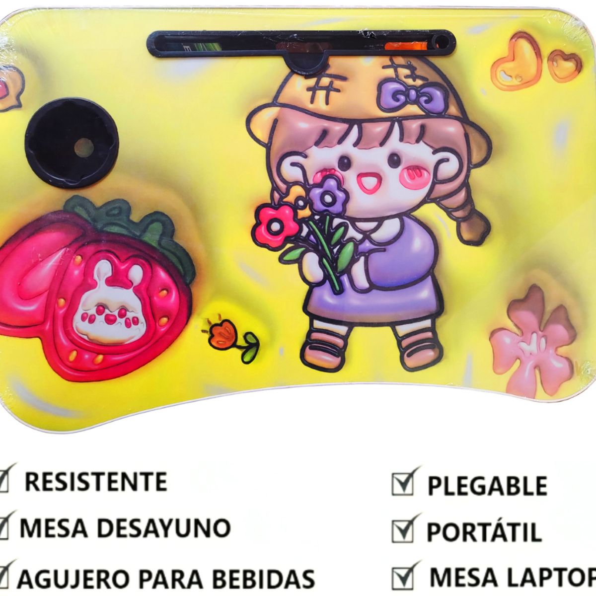 GENERICO - Mesa Para Laptop Plegable Portatil Multifuncional Fresita Kawaii