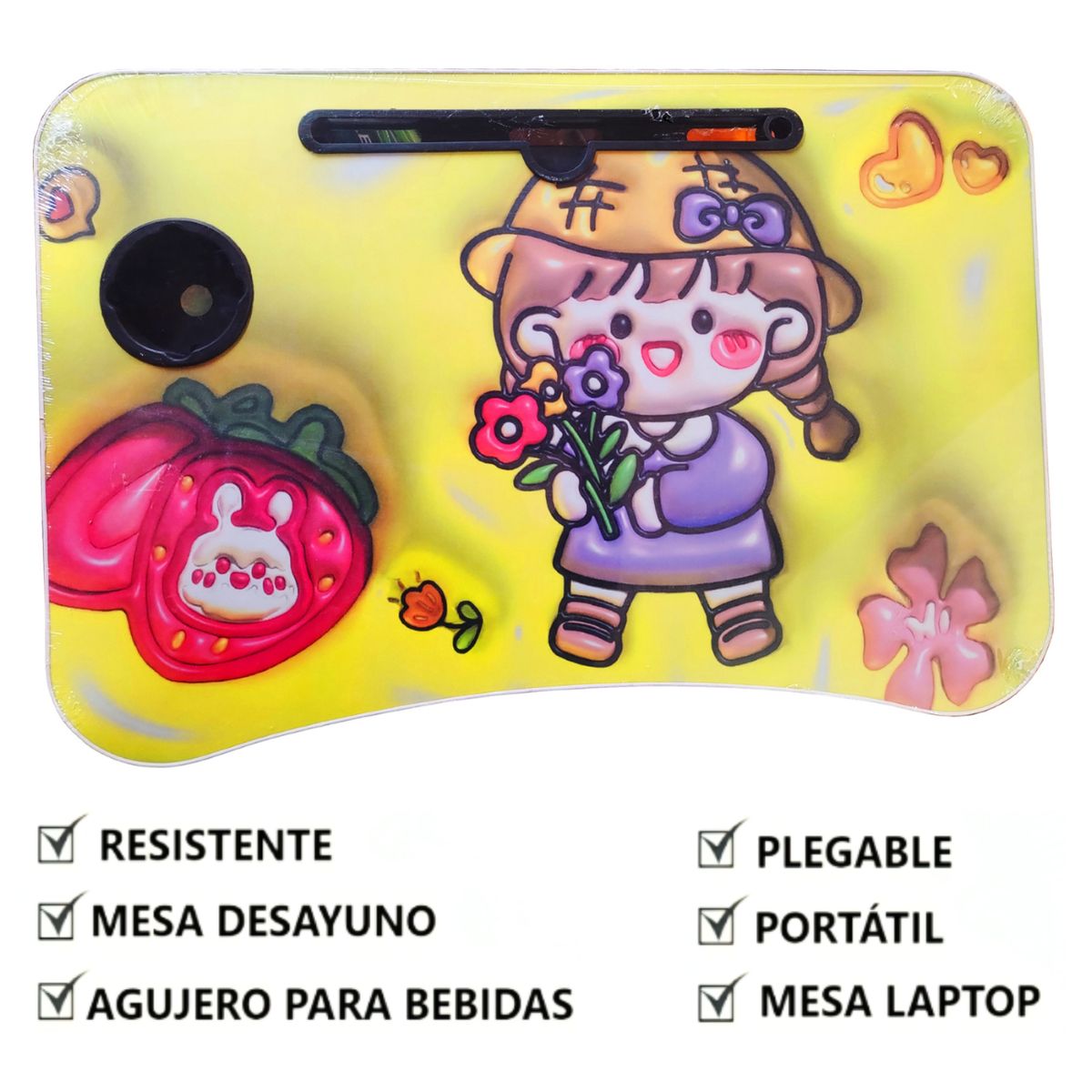 GENERICO - Mesa Para Laptop Plegable Portatil Multifuncional Fresita Kawaii