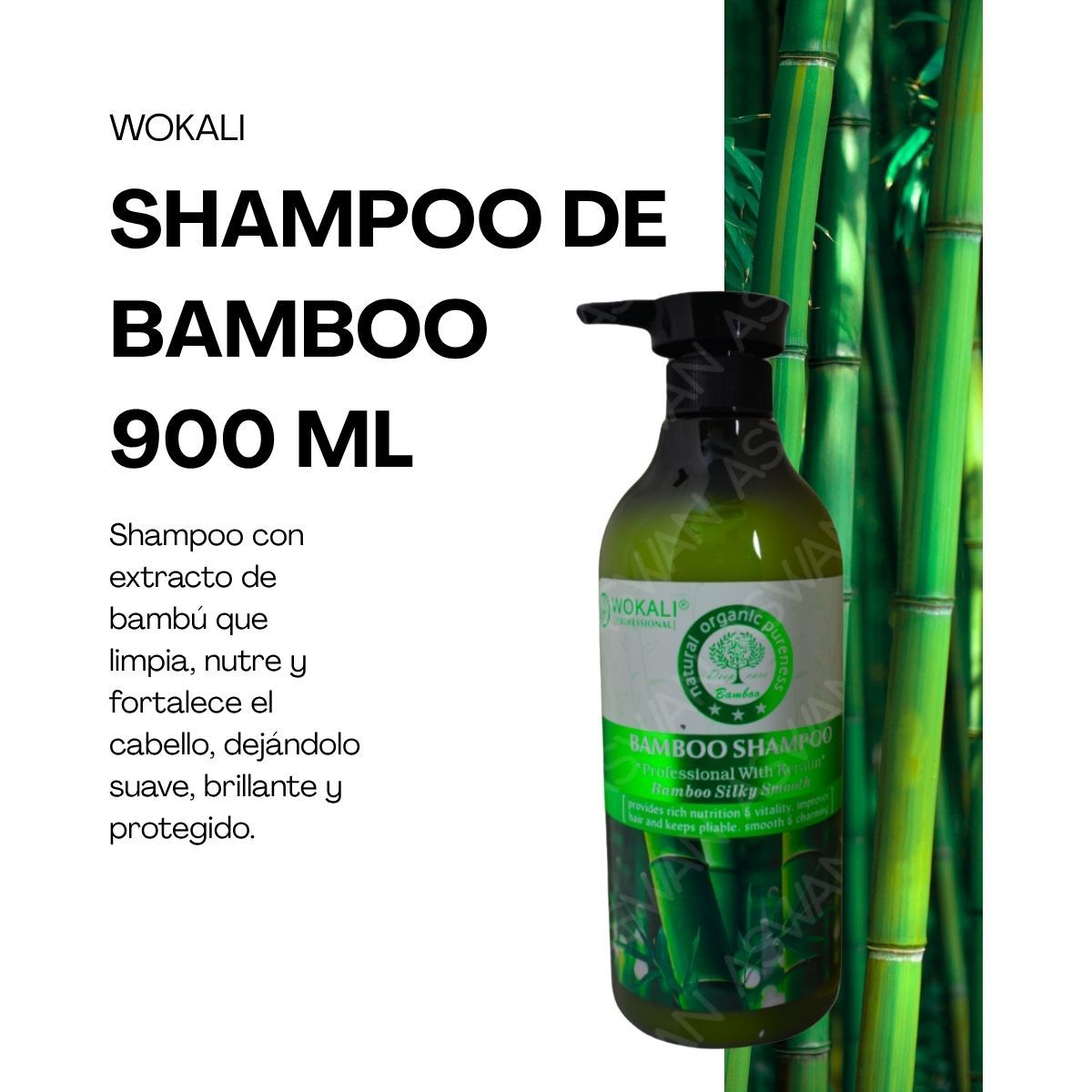 WOKALI - SHAMPOO DE BAMBÚ 900 ML - WOKALI