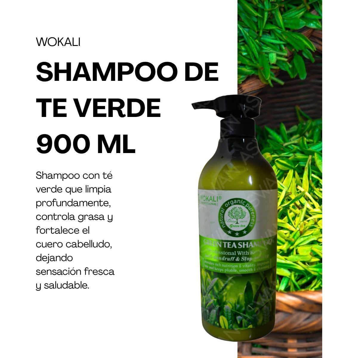WOKALI - SHAMPOO DE TE VERDE 900 ML - WOKALI