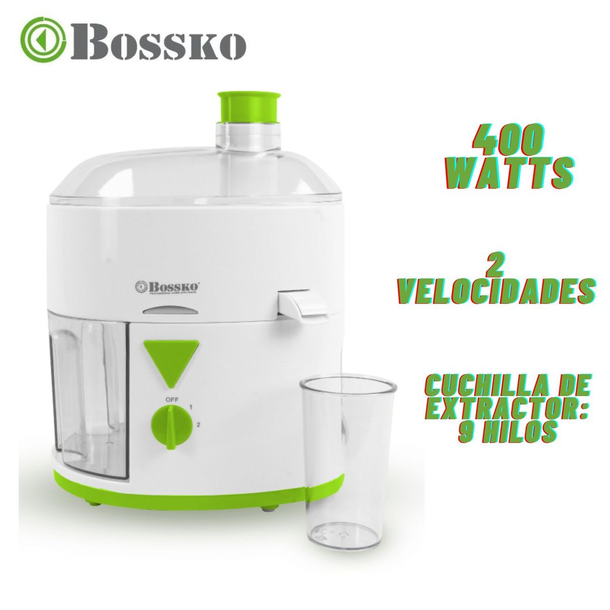 BOSSKO - Extractor de Jugos Bossko Bk 192ej 400 watts
