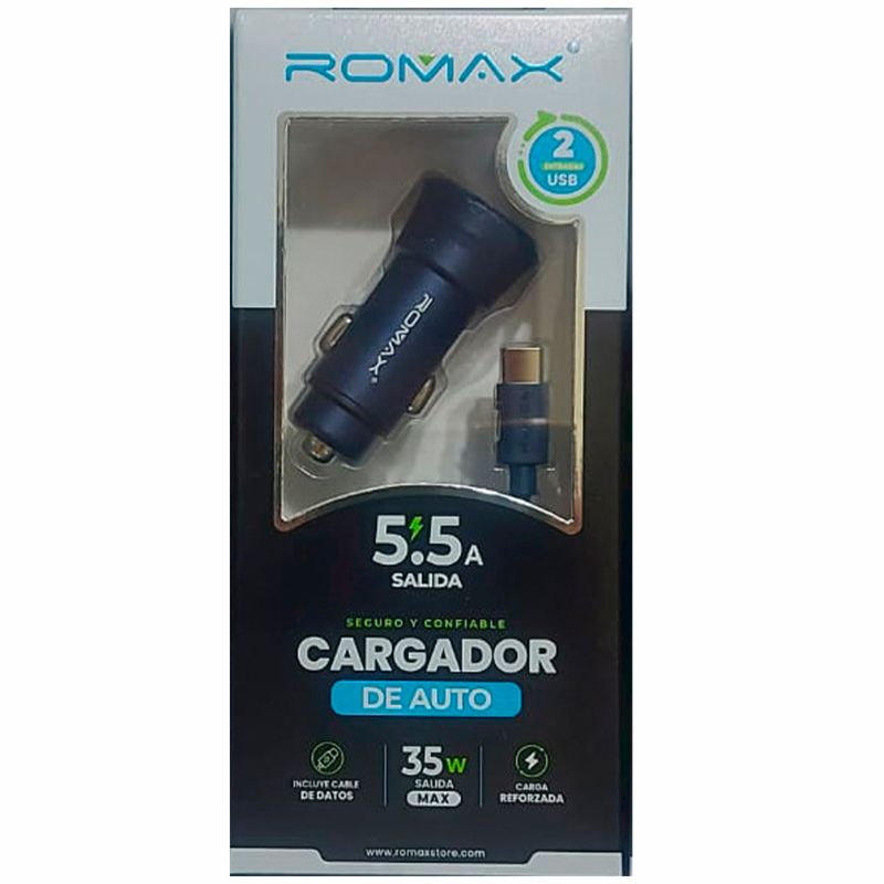 GENERICO - Cargador de teléfono para  Auto 5.5 A -USB a Tipo C -Salida 35w - Azul