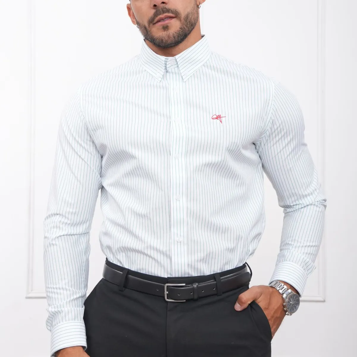 MEHIVIC - CAMISA HOMBRE SLIM FIT RAYAS POPELINA ALGODON MEHIVIC