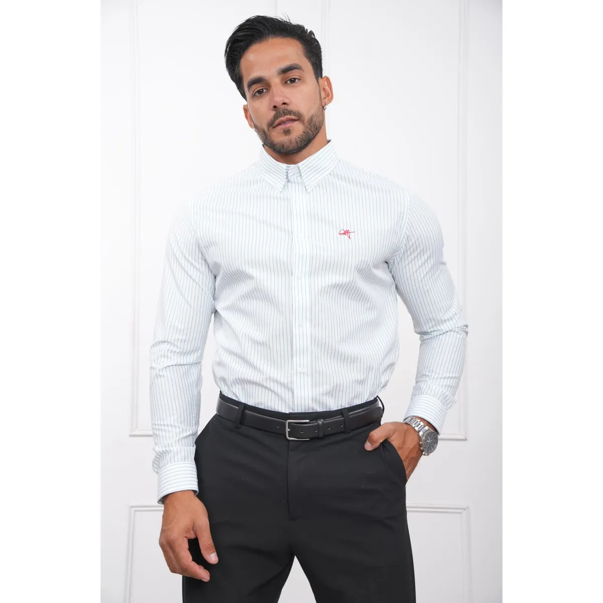 MEHIVIC - CAMISA HOMBRE SLIM FIT RAYAS POPELINA ALGODON MEHIVIC