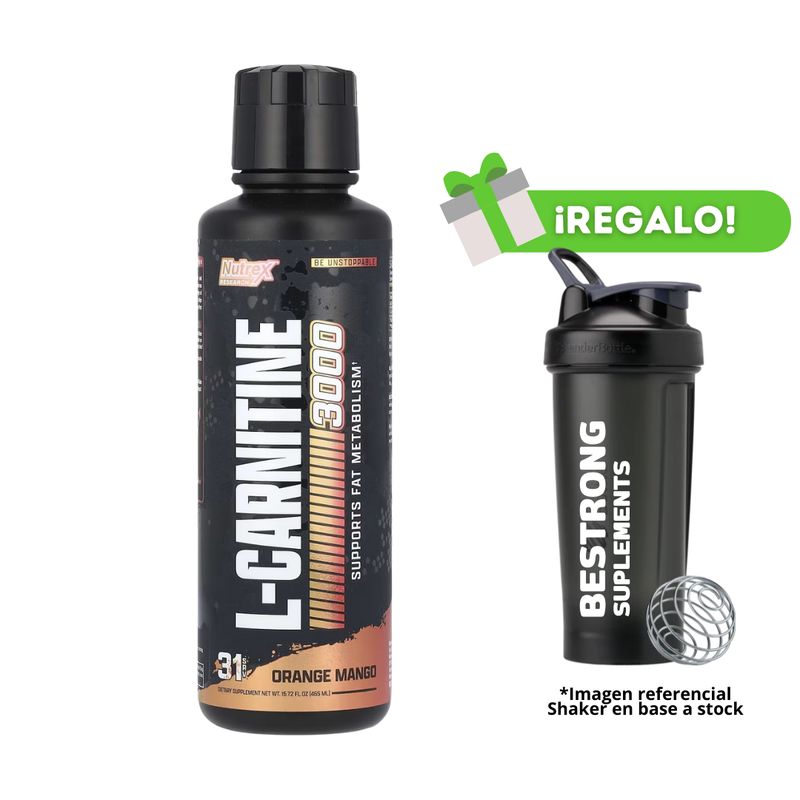 NUTREX RESEARCH - CARNITINA L- CARNITINE 3000 ORANGE MANGO +  SHAKER