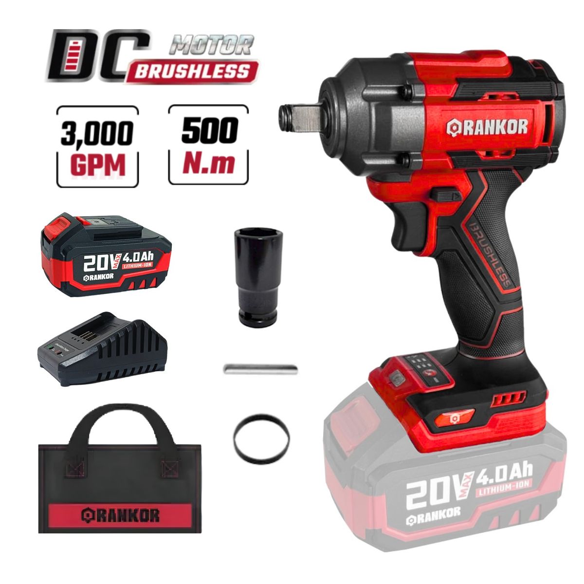 RANKOR - Llave de impacto 500nm brusless industrial Rankor