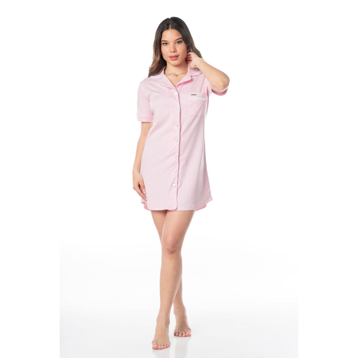 VELA WHITE - Camisón Pink manga corta