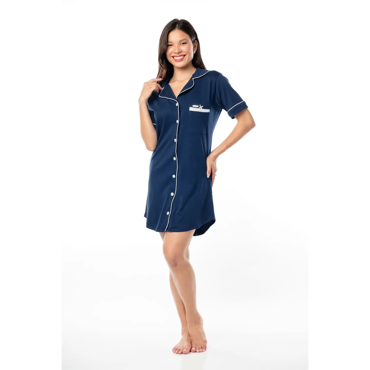 VELA WHITE - Camisón Blue manga corta