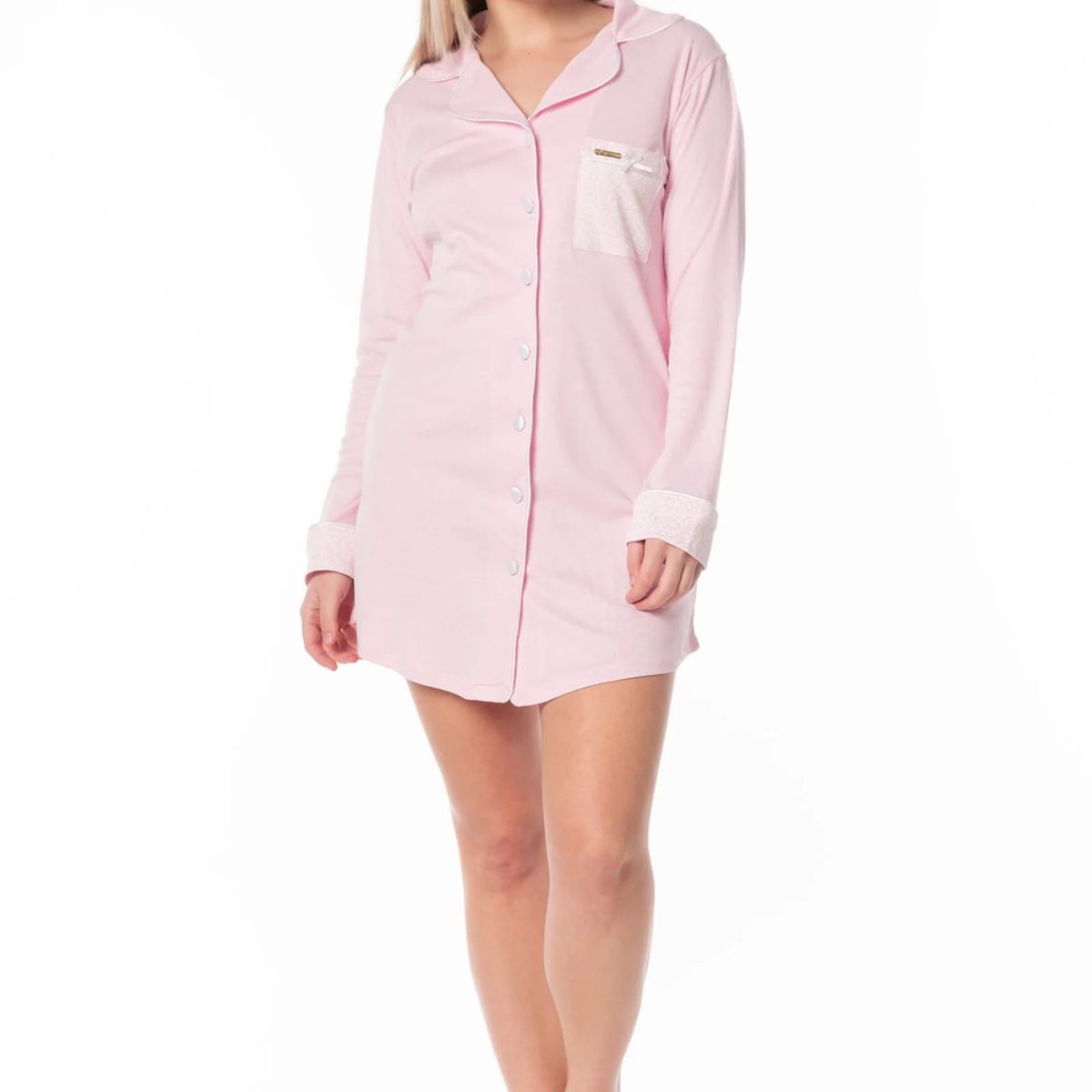 VELA WHITE - Camisón Pink manga larga