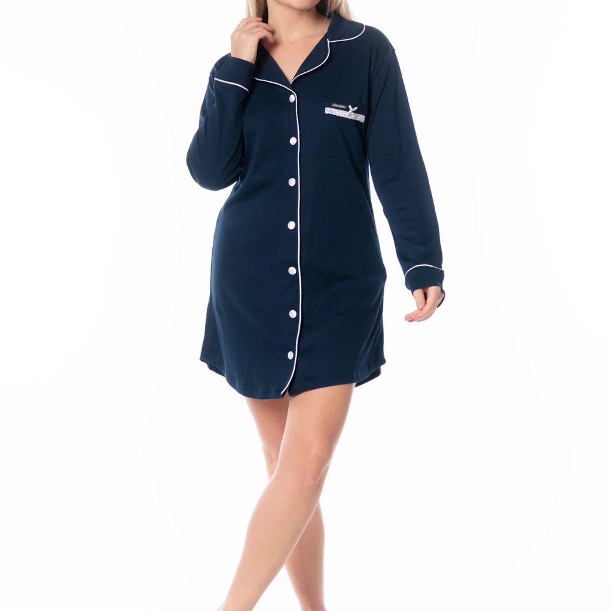 VELA WHITE - Camisón Blue manga larga