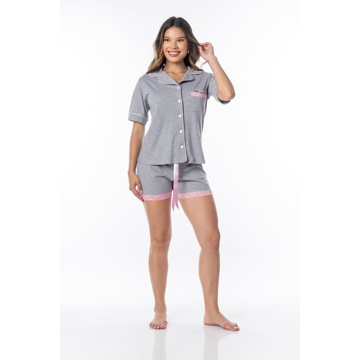 VELA WHITE - Babe Gray camisa con short