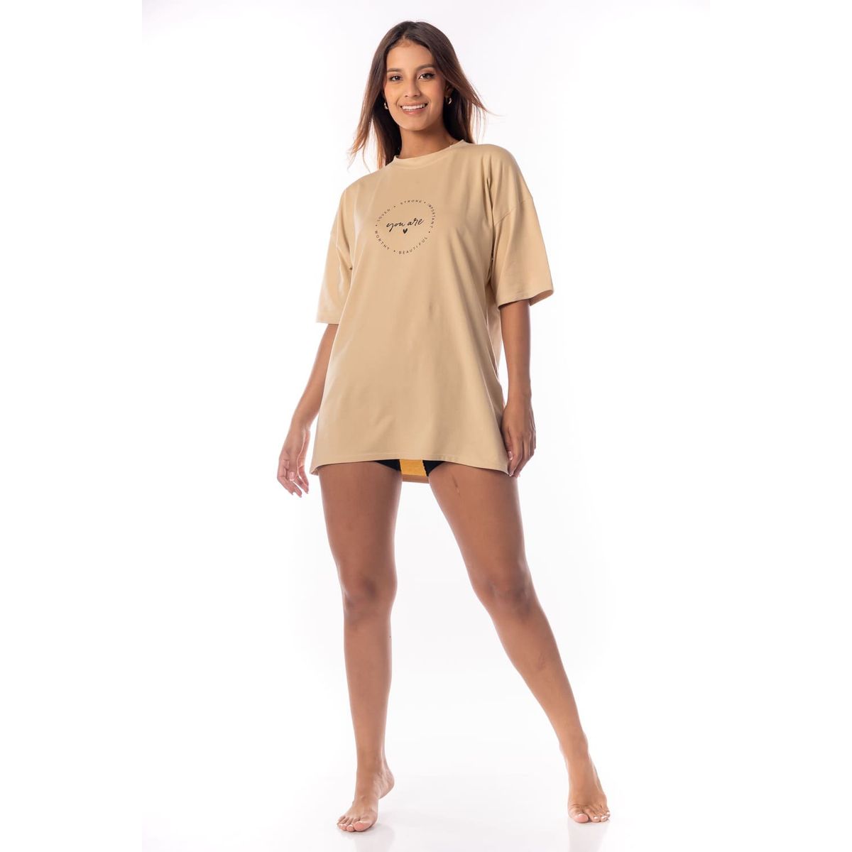 VELA WHITE - Overize Beige polo algodón