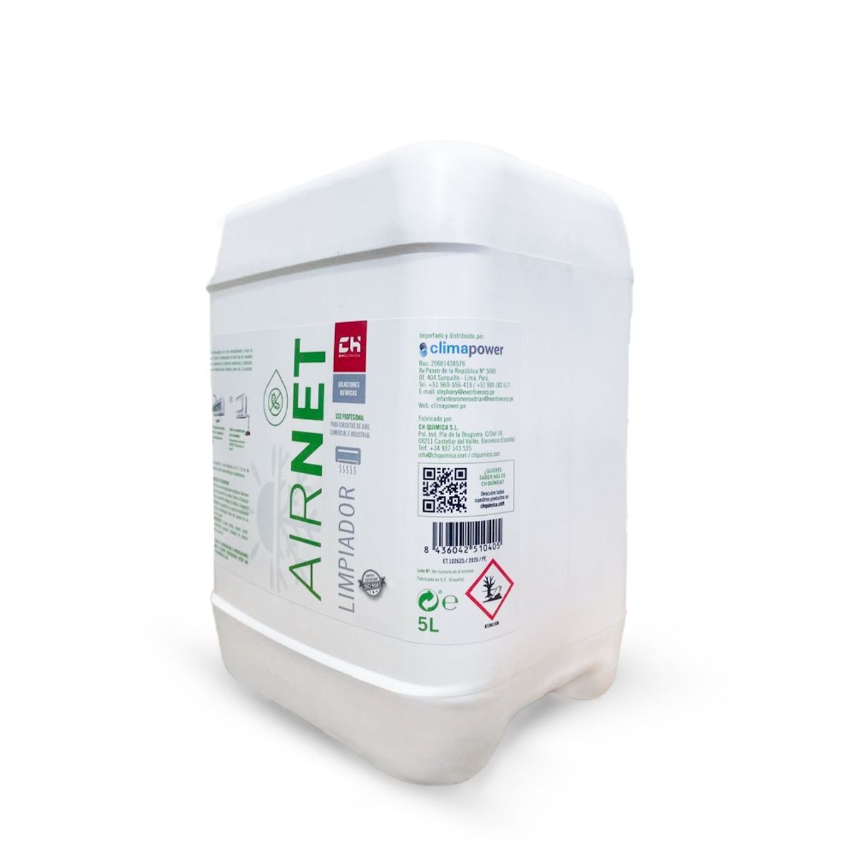 CH QUIMICA - AIRNET LIMPIADOR DE AIRE ACONDICIONADO 5 LTS