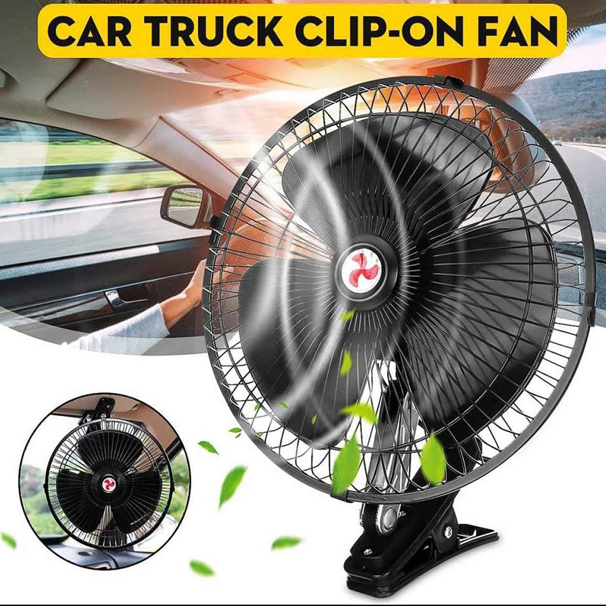GENERICO - Ventilador Portátil con Clip Ajustable para vehículos -Negro