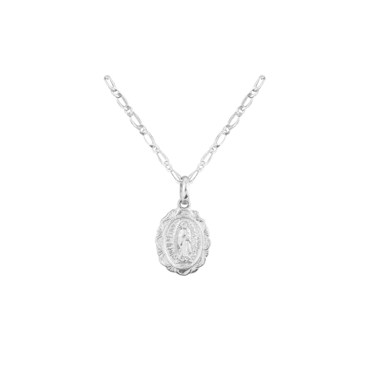 CLEO JOYAS & ACCESORIOS - Collar Virgen Guadalupe Plateado Plata