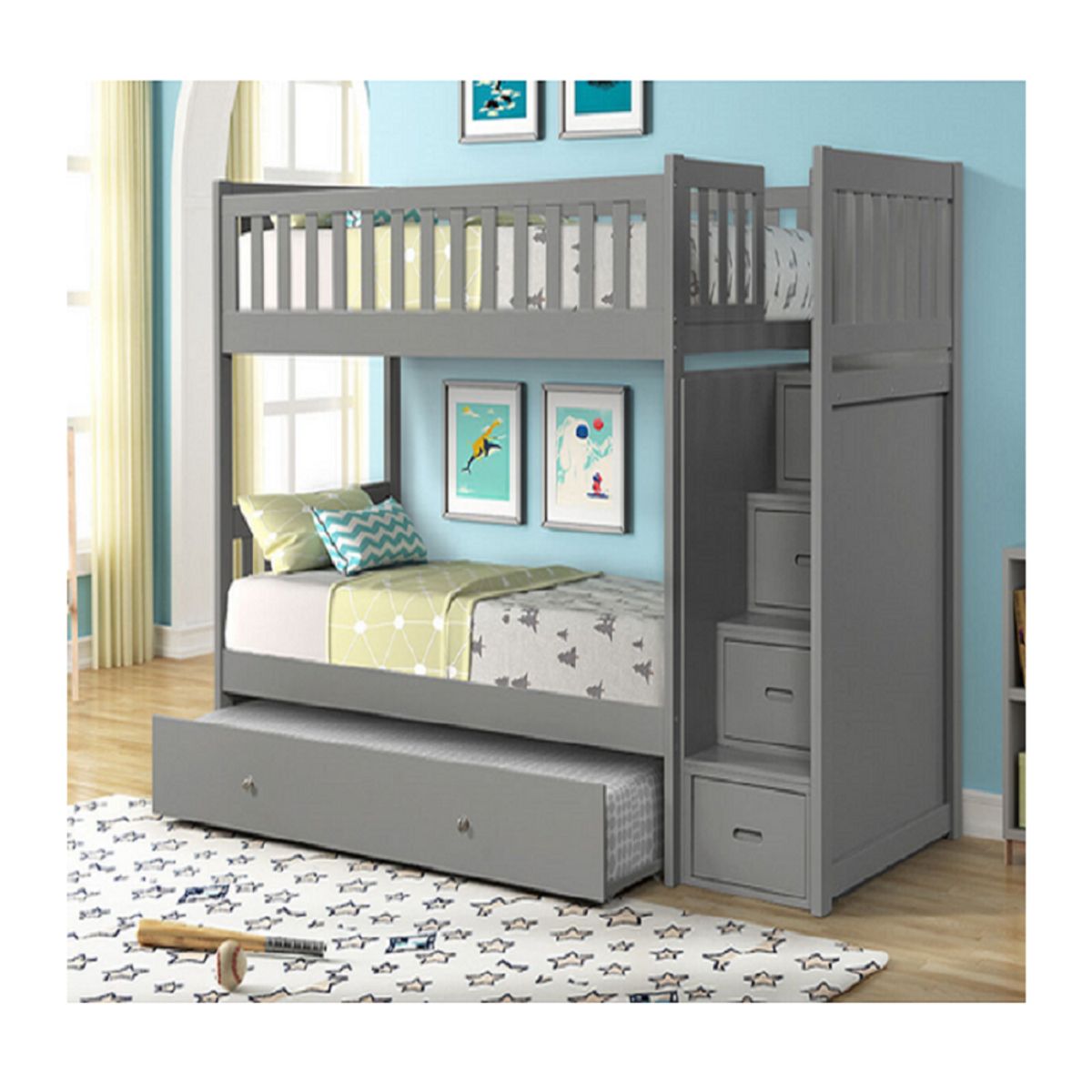 DMUEBLES - CAMAROTE DMUEBLES 1 PLAZA LISBOA CON ESCALERA 4 CAJONES