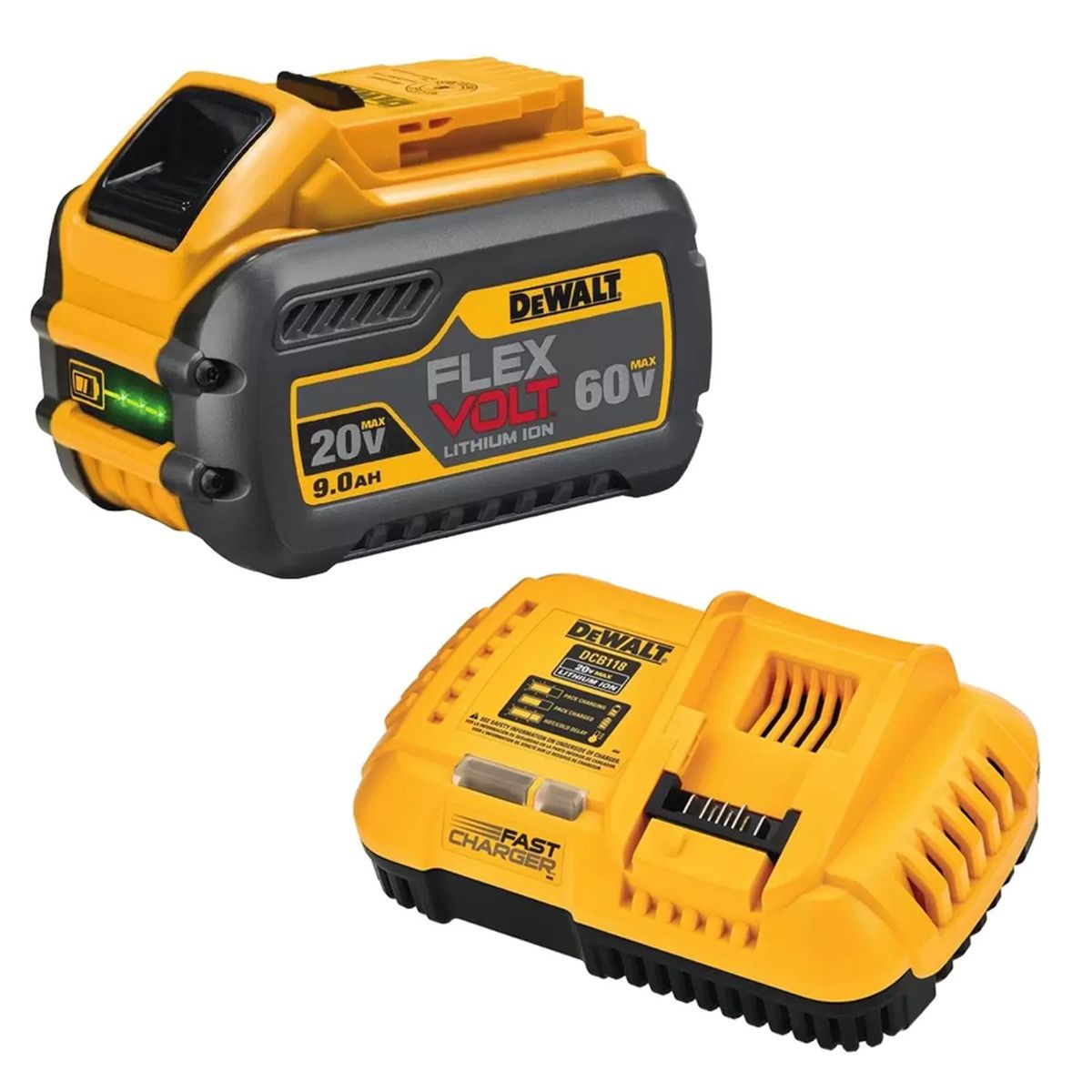DEWALT - Batería Ion de Litio 20V / 60V 9.0 Ah Flexvolt + Cargador Dewalt DCB609-K1