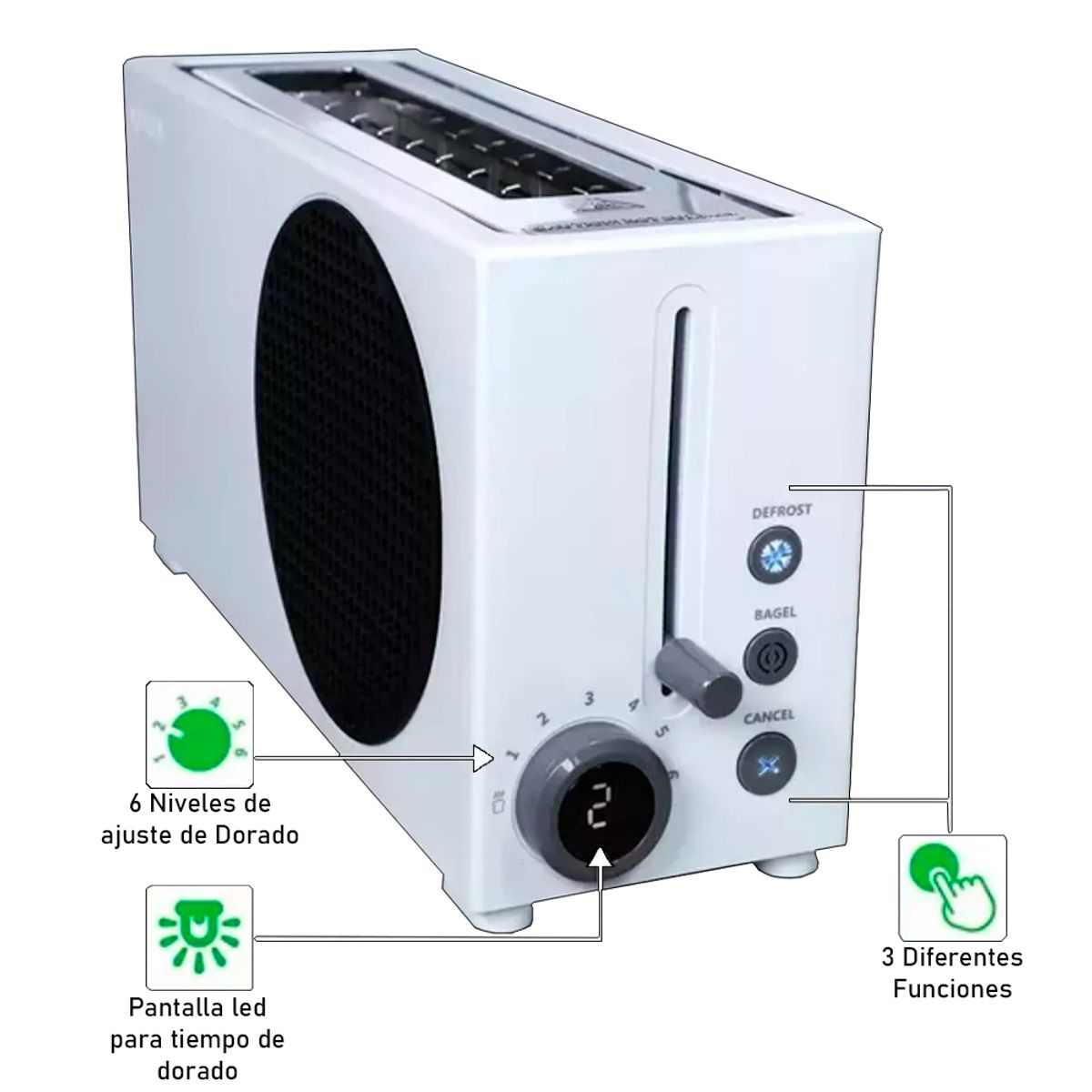 MICROSOFT - Tostadora Xbox Series S Led Contador Digital