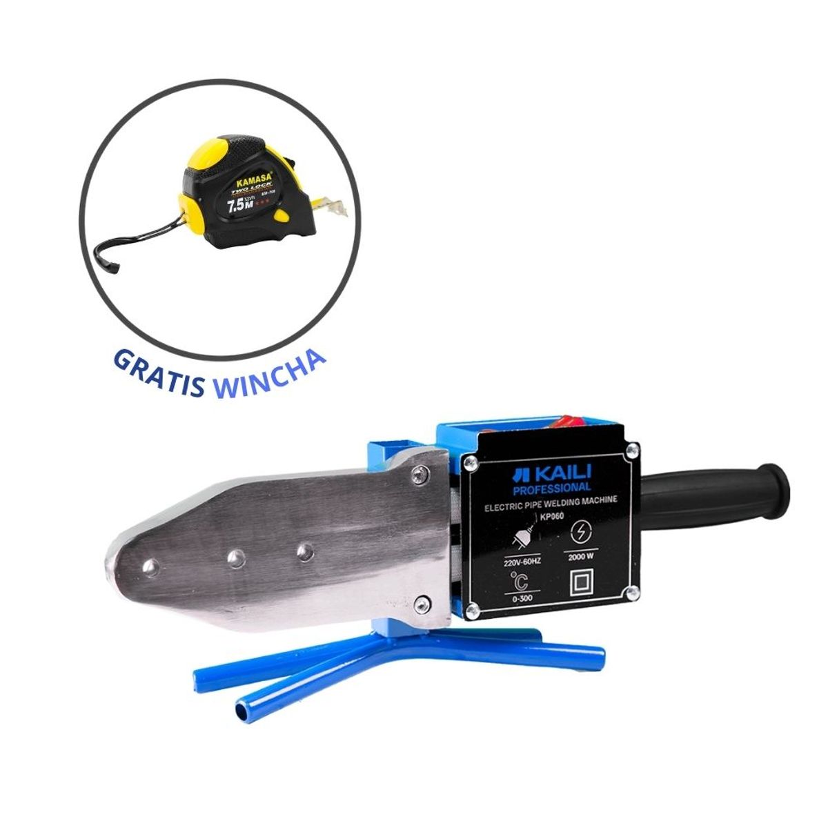 KAILI - Soldador Termofusible 2000W KP060 + Wincha 75Mx25M KM708
