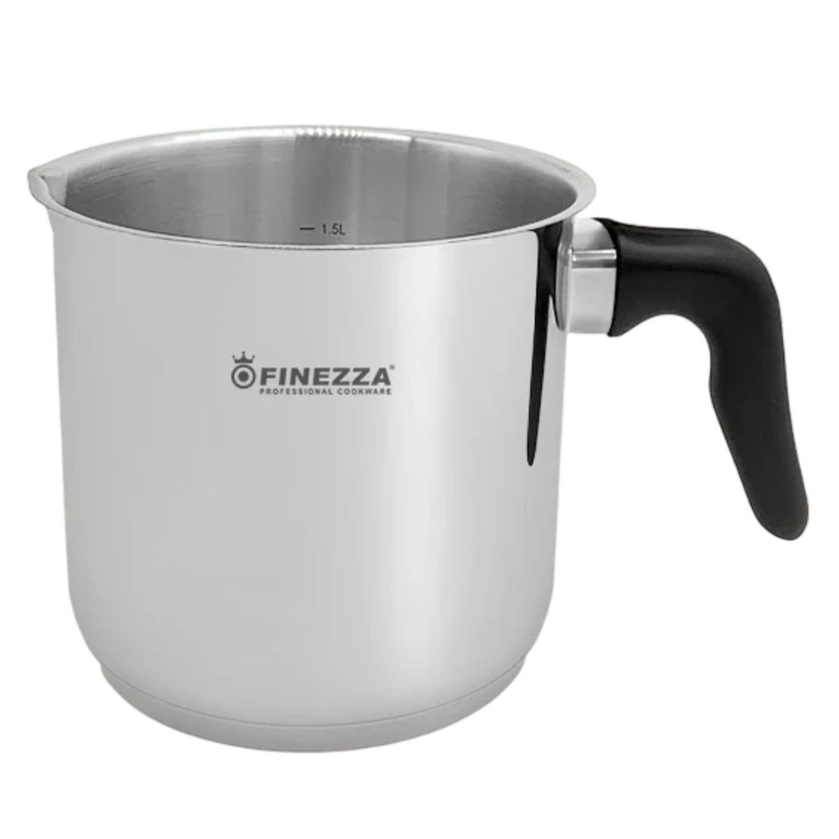 FINEZZA - Jarra de acero para leche Finezza 15L Acero Inox Asa Negra