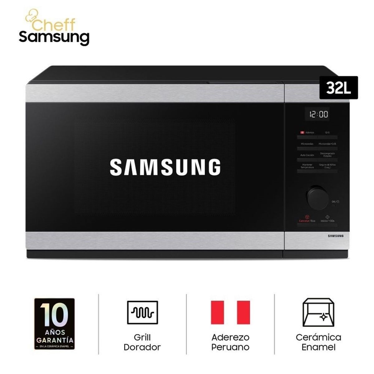 SAMSUNG - HORNO MICROONDAS SAMSUNG 32 LTS MG32DG4524ATPE INOX
