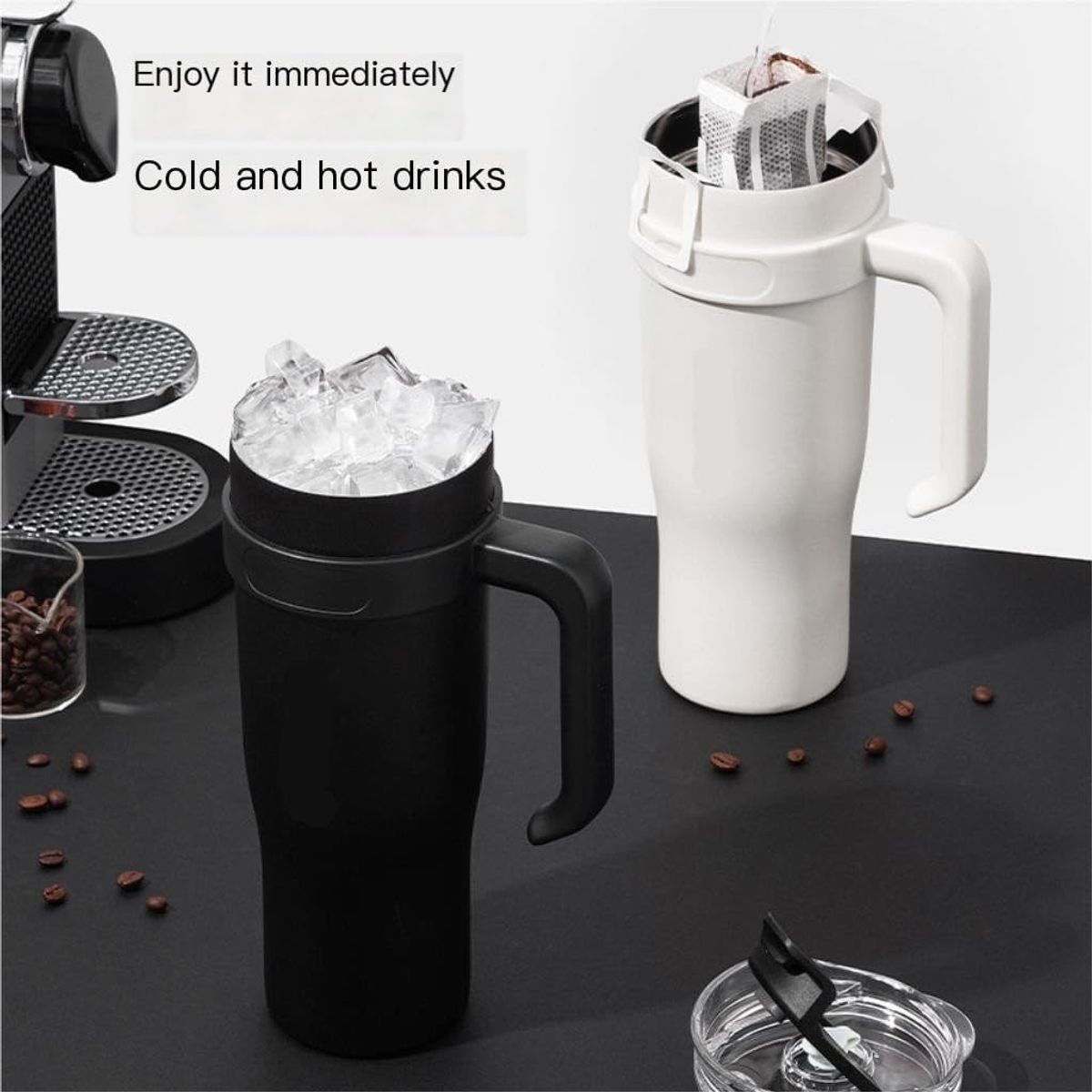 TERMO BOTELLA TOMATODO VASO GIGANTE NEGRO TÉRMICO ACERO 1200ML, marca GENERICO - Foto 2