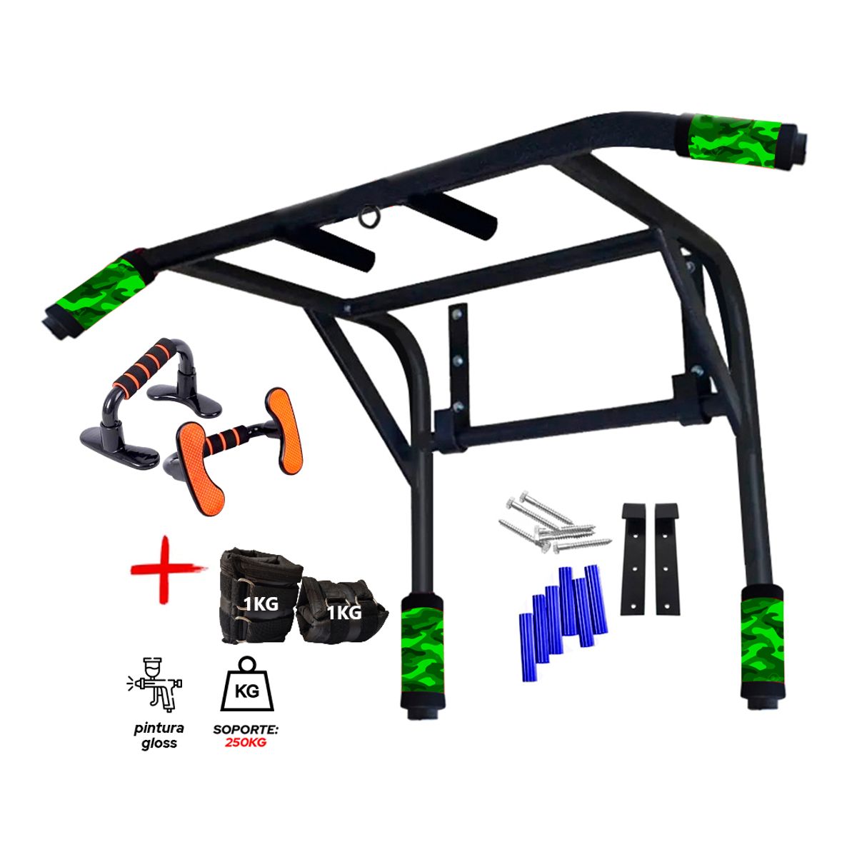 HOLGU - Barra Multifuncional 2 en 1 + Push up + Tobillera 1Kg