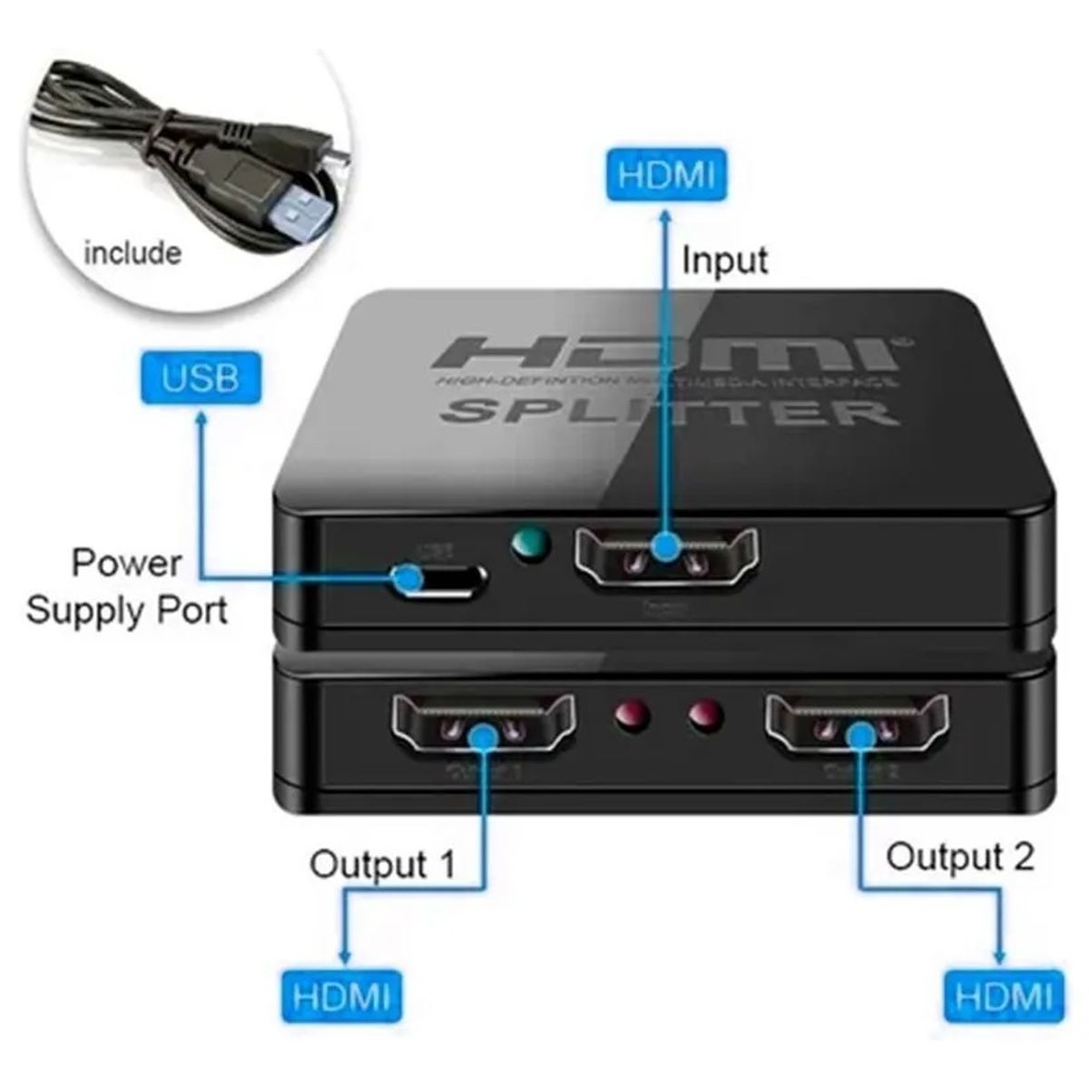 OEM - Divisor HDMI 1x2 4K Full HD 1080p 1 Entrada a 2 Salidas HDMI