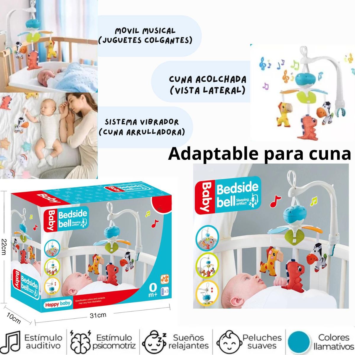 HAPPY BABY - JUEGO DIDÁCTICO MOVIL MUSICAL PARA COCHECUNA