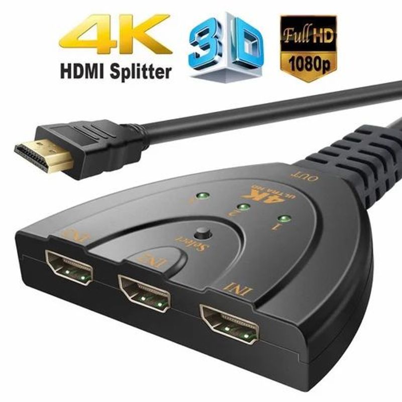 OEM - Switch HDMI 1x3: Conecta 1 Fuente a 3 Dispositivos al Mismo Tiempo