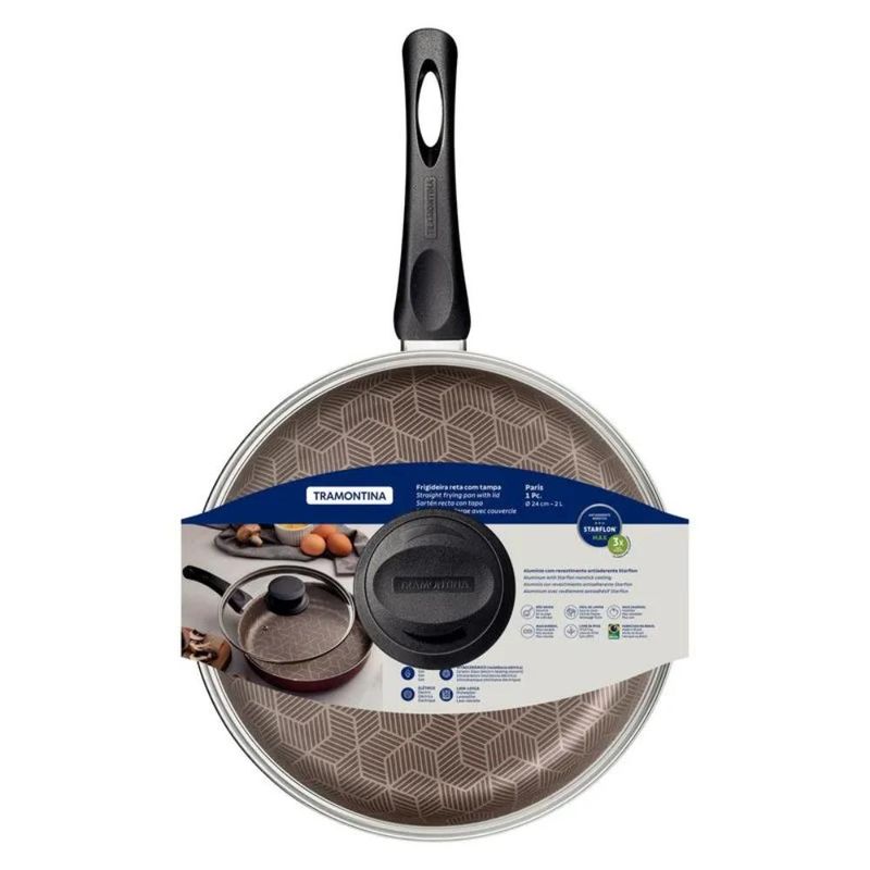 TRAMONTINA - Sarten Antiadh. Recta C/Tapa Paris 24 cm- Tramontina 20144/724